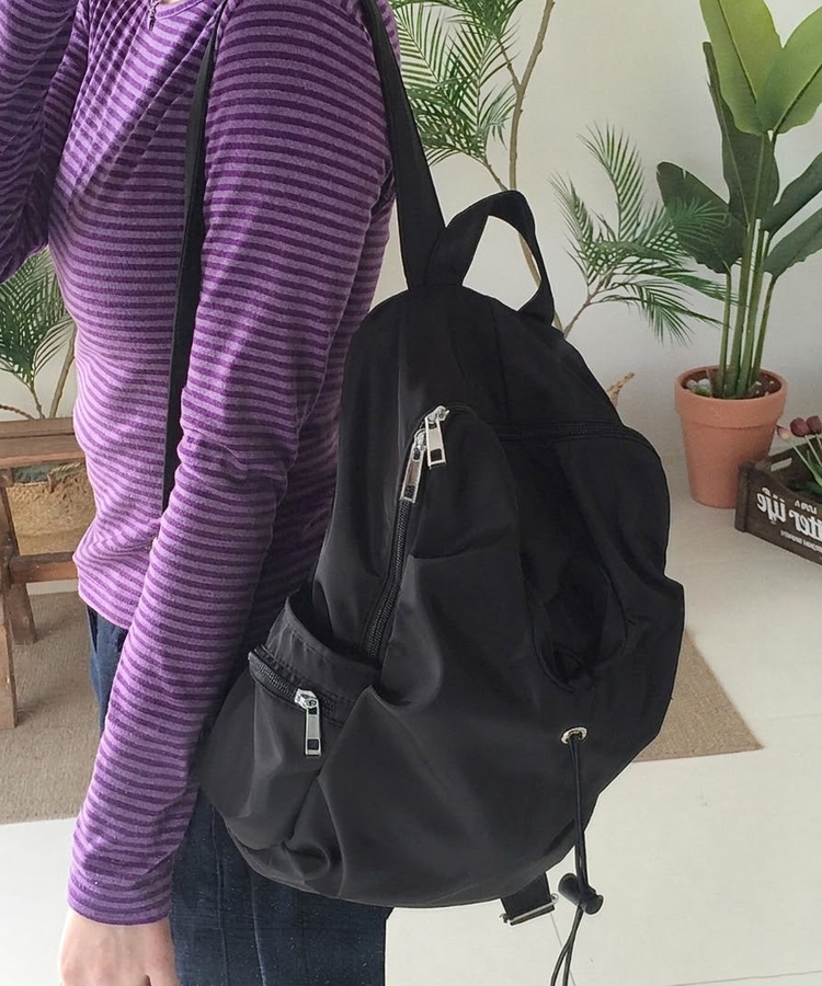 스트링 셔링 백팩 블랙