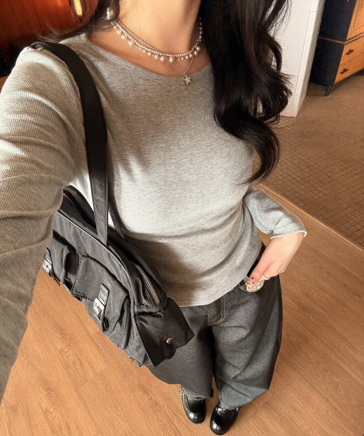 더블 포켓 숄더백 블랙