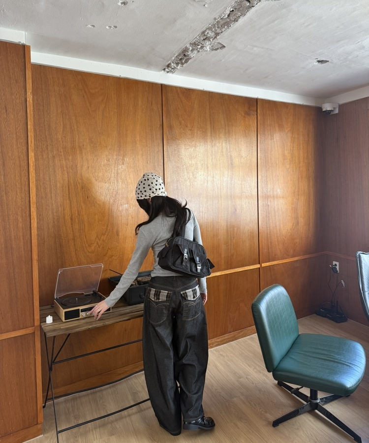 더블 포켓 숄더백 블랙