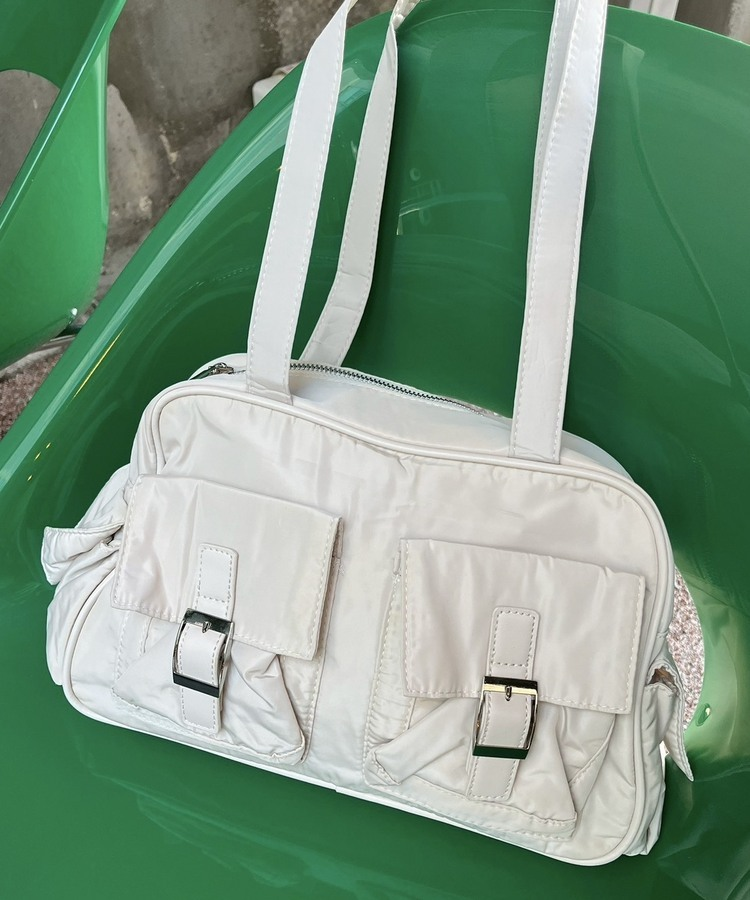 더블 포켓 숄더백 아이보리