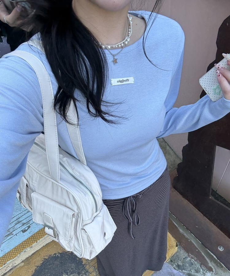 더블 포켓 숄더백 아이보리