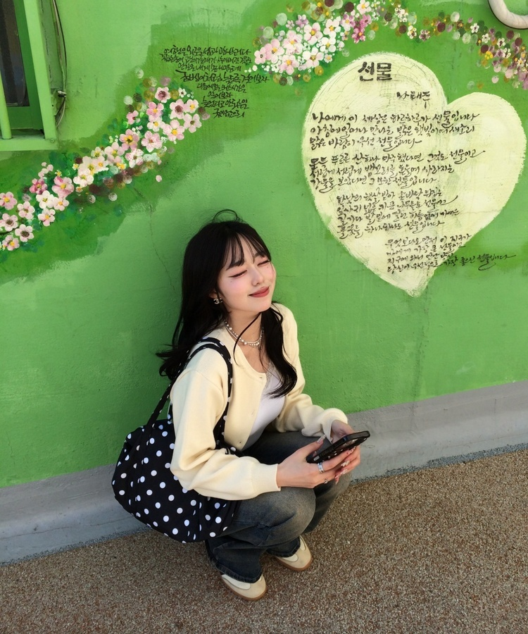 도트 숄더백 블랙