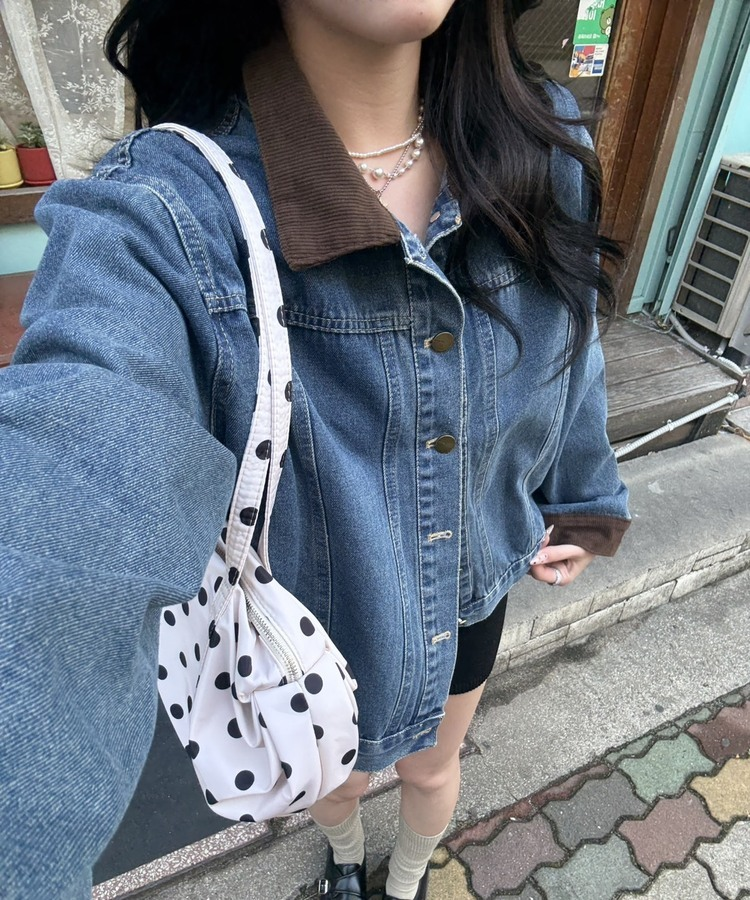 도트 숄더백 아이보리