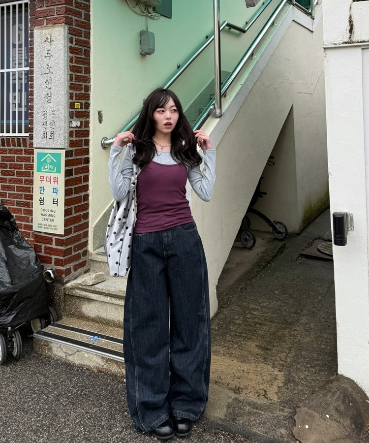 홀터넥 나시 자주