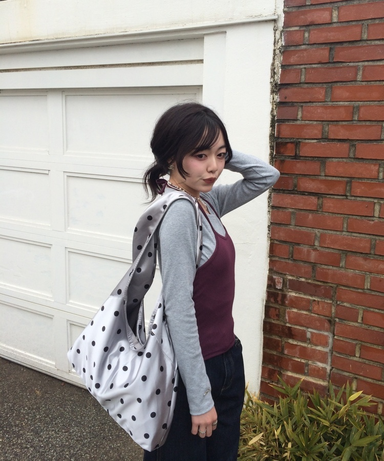 홀터넥 나시 자주