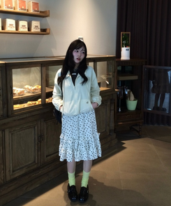 ドットフリルスカート IVORY