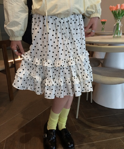 ドットフリルスカート IVORY