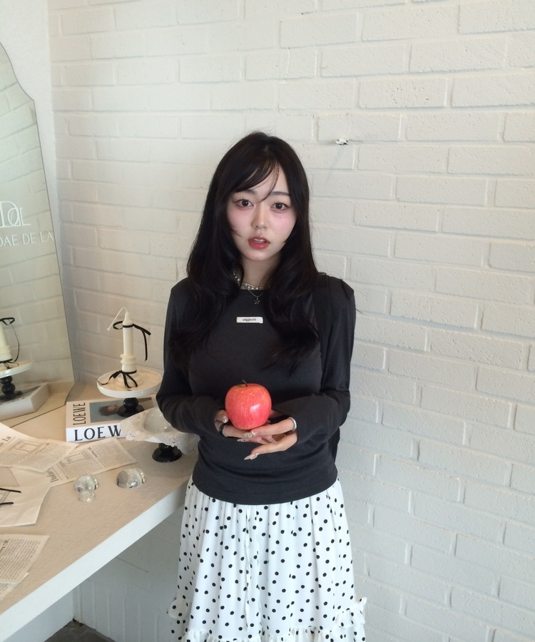 도트 프릴 스커트 아이보리