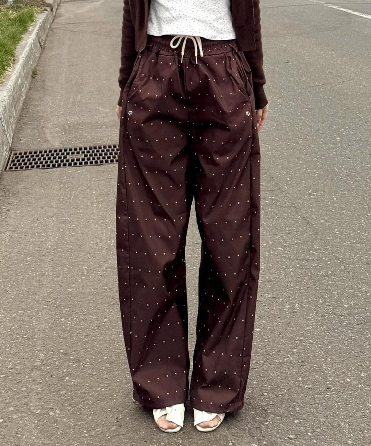 ドット柄スナップパンツ BROWN