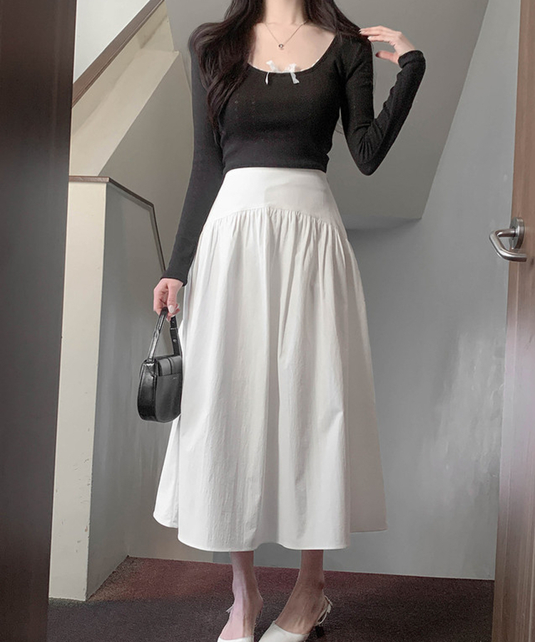 レースリボンパンチングTシャツ BLACK