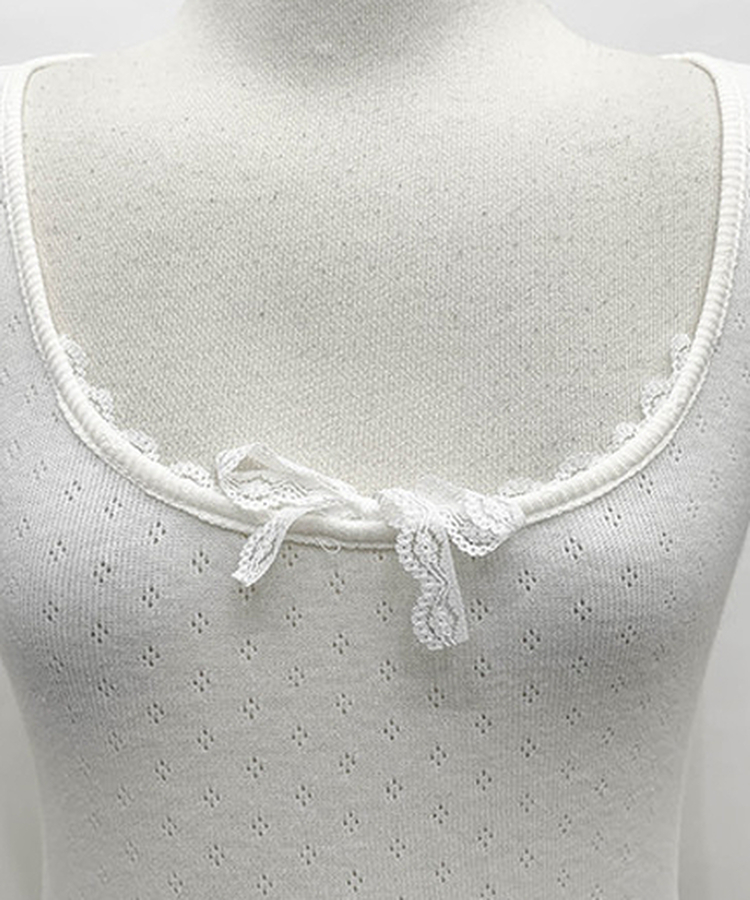 レースリボンパンチングTシャツ