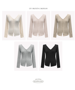 Vボタンカーディガン(5color)