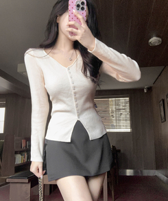 Vボタンカーディガン(5color) IVORY