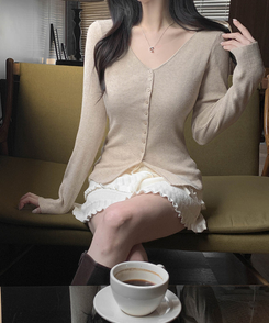 Vボタンカーディガン(5color) BEIGE