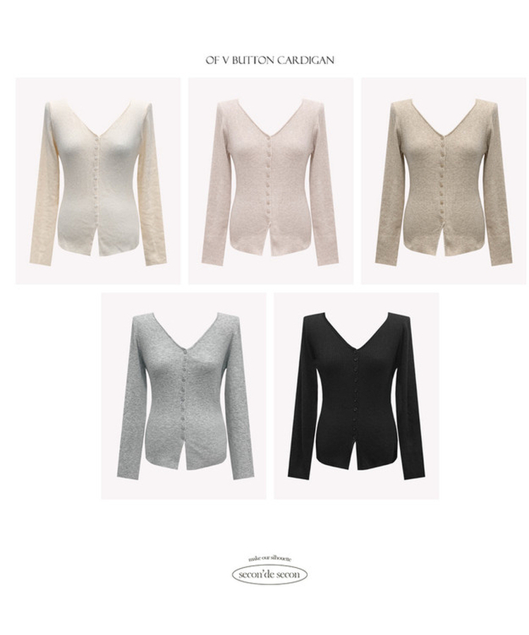 Vボタンカーディガン(5color)