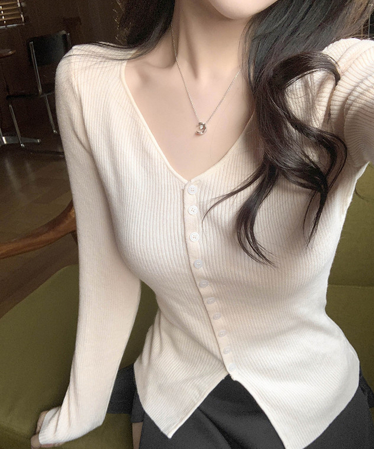 Vボタンカーディガン(5color) IVORY