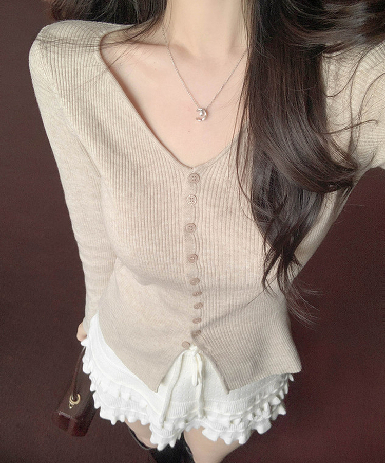 Vボタンカーディガン(5color) BEIGE