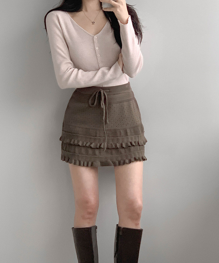 Vボタンカーディガン(5color) PINK