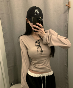 Vネック長袖TシャツS(6color) BEIGE