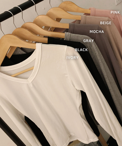 Vネック長袖TシャツS(6color)