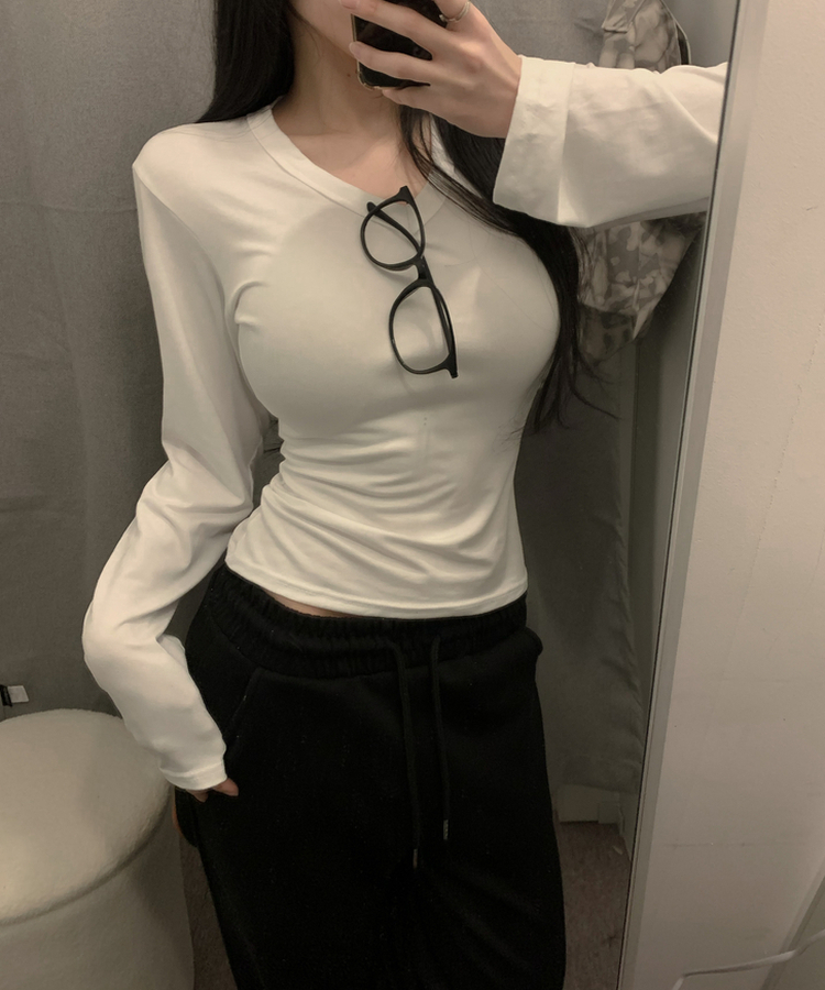 Vネック長袖TシャツS(6color) IVORY