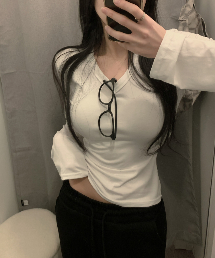 Vネック長袖TシャツS(6color) IVORY