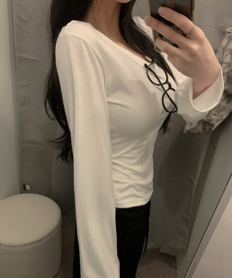 Vネック長袖TシャツS(6color) IVORY