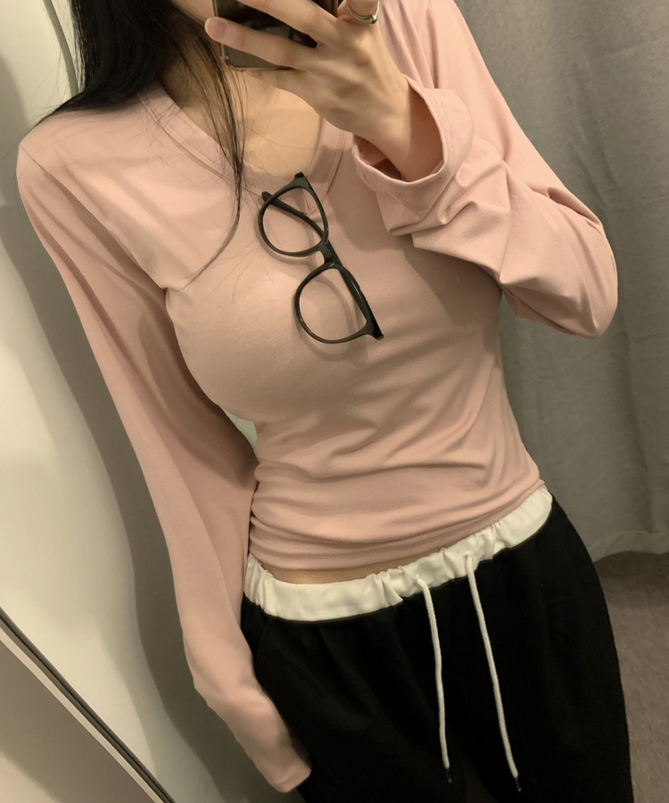 Vネック長袖TシャツS(6color) PINK