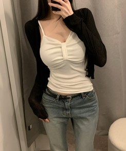 リボンシャーリングキャミソール(6color) IVORY