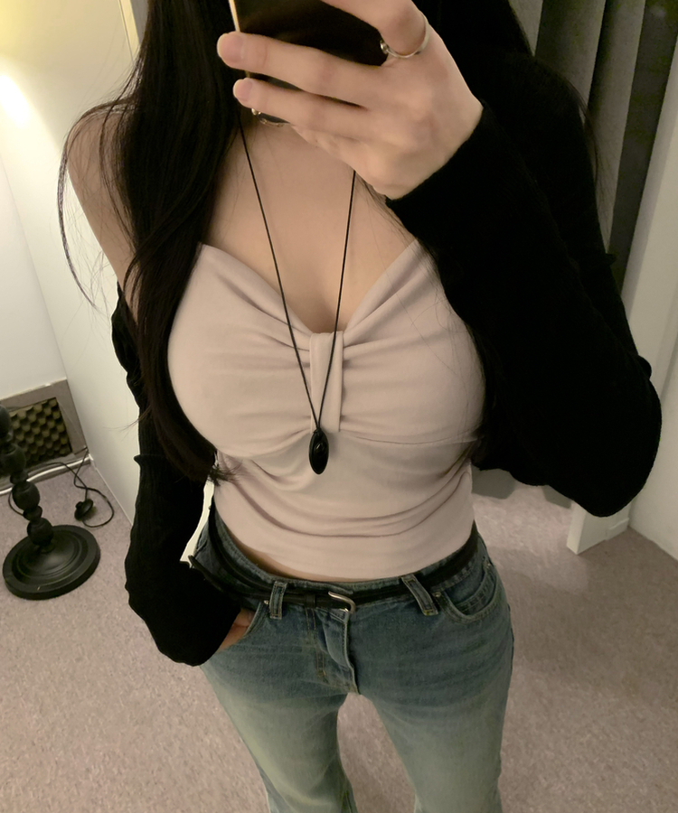 リボンシャーリングキャミソール(6color) PINK