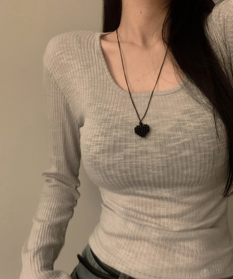 スクエアネックロングスリーブTシャツ(5color) GREY