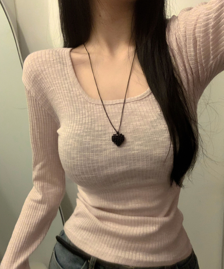 スクエアネックロングスリーブTシャツ(5color) PINK