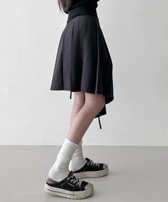 ラップアンバランスプリーツスカート GREY