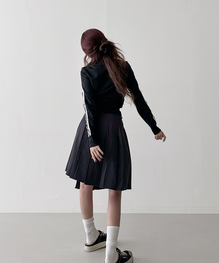 ラップアンバランスプリーツスカート GREY