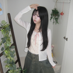 【SET】フラワーリボンキャミソール＋カーディガン WHITE