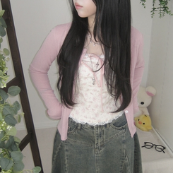 【SET】フラワーリボンキャミソール＋カーディガン PINK