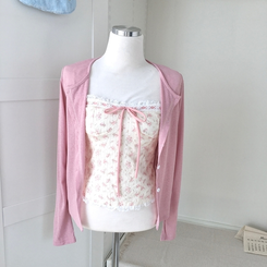 【SET】フラワーリボンキャミソール＋カーディガン