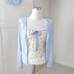 【SET】フラワーリボンキャミソール＋カーディガン