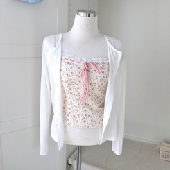 【SET】フラワーリボンキャミソール＋カーディガン