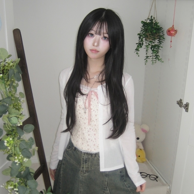 【SET】フラワーリボンキャミソール＋カーディガン WHITE