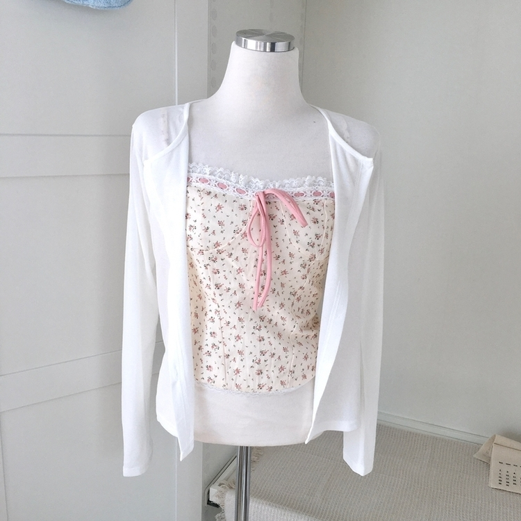 【SET】フラワーリボンキャミソール＋カーディガン