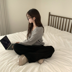 Vネック長袖Tシャツ(5color) GREY