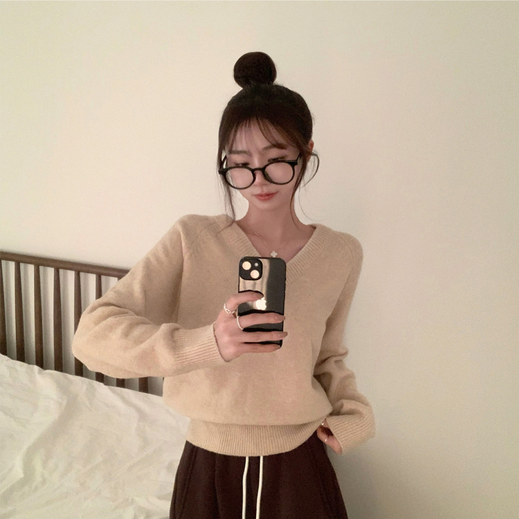 Vネック長袖Tシャツ(5color) BEIGE