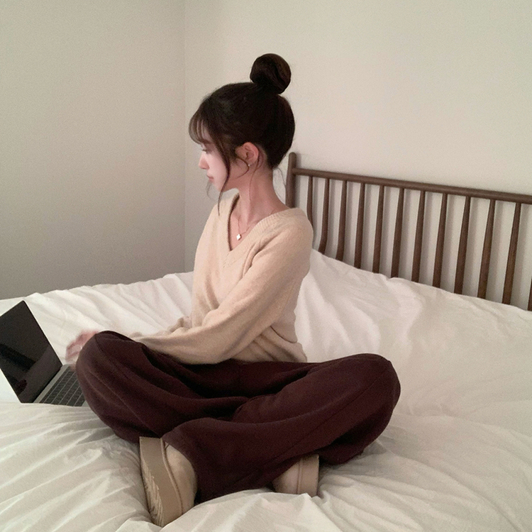 Vネック長袖Tシャツ(5color) BEIGE