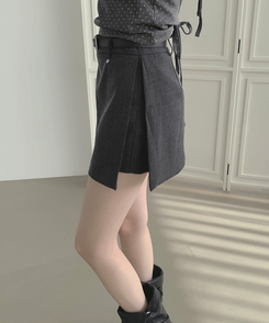 【ベルト付き】【ベルト付き】サイドスリットスカートパンツ GREY