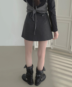 【ベルト付き】【ベルト付き】サイドスリットスカートパンツ GREY