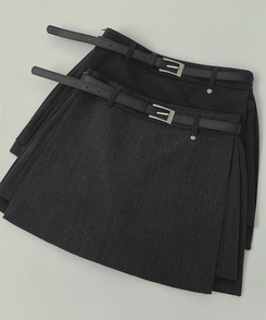 【ベルト付き】【ベルト付き】サイドスリットスカートパンツ