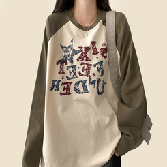 ヴィンテージクラックロゴラグランロンT BEIGE