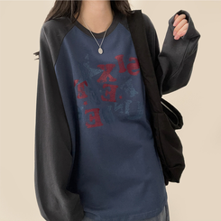 ヴィンテージクラックロゴラグランロンT LIGHT NAVY