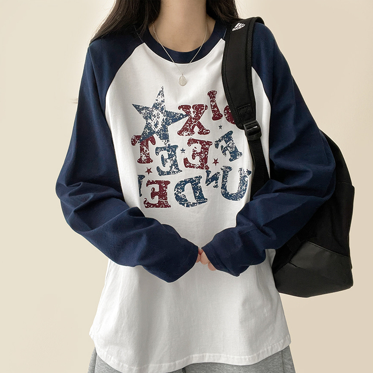 ヴィンテージクラックロゴラグランロンT IVORY